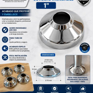 Canopla de acero inoxidable 1"