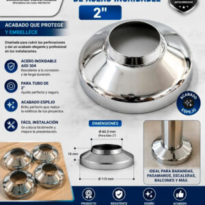 Canopla de acero inoxidable 2"